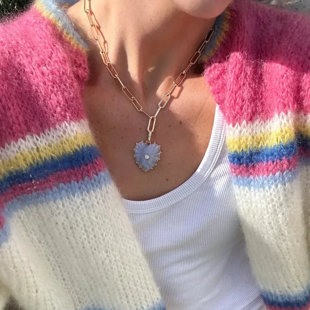 Malene Blue Lace Clip Necklace