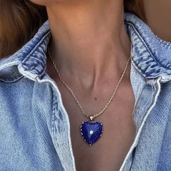 Malene Lapis Heart Rope Necklace