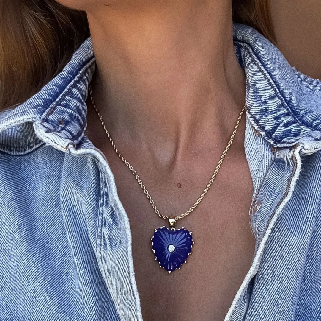 Malene Lapis Heart Rope Necklace