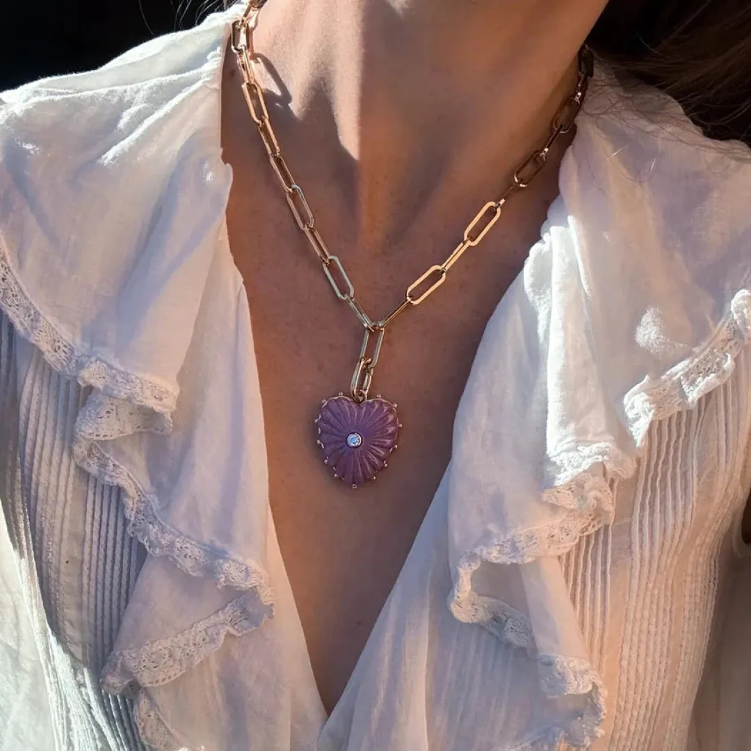 Malene Purple Mica Clip Necklace