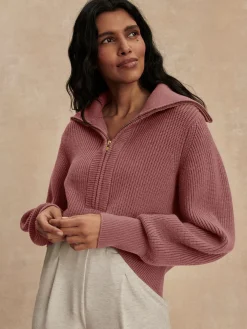 Maura Half Zip Rib Knit
