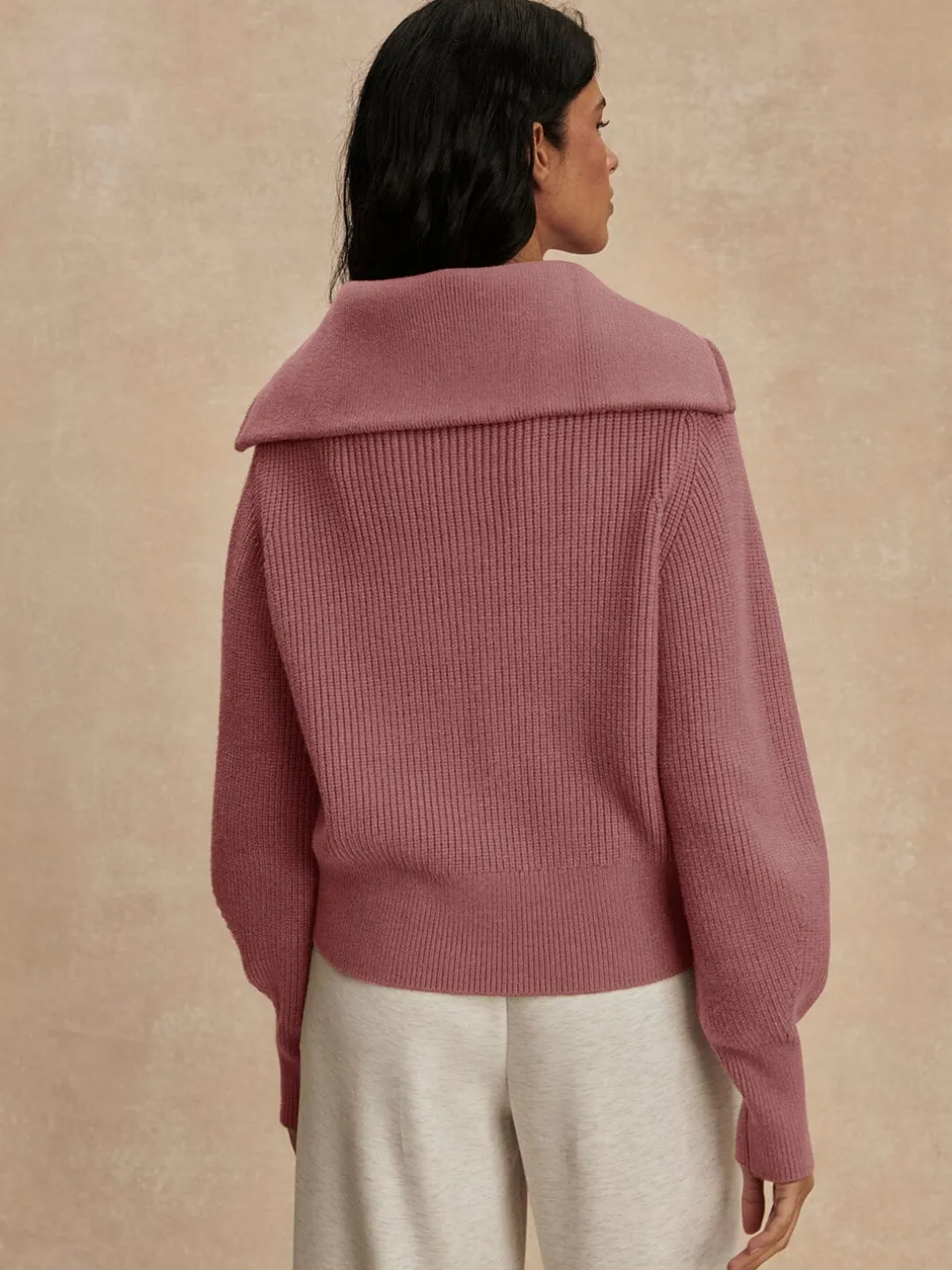 Maura Half Zip Rib Knit