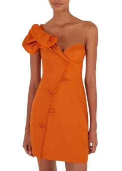 Orange Flower Mini Dress