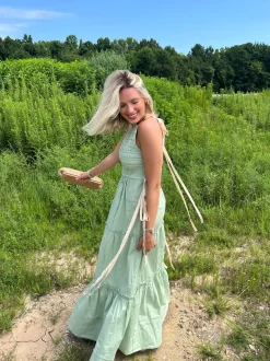 Patchwork Maxi Smock Slip Dres