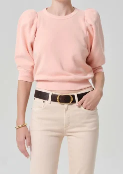 Pleated Short Sleeve Crew