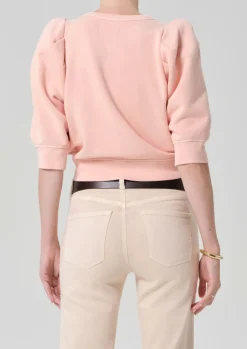 Pleated Short Sleeve Crew