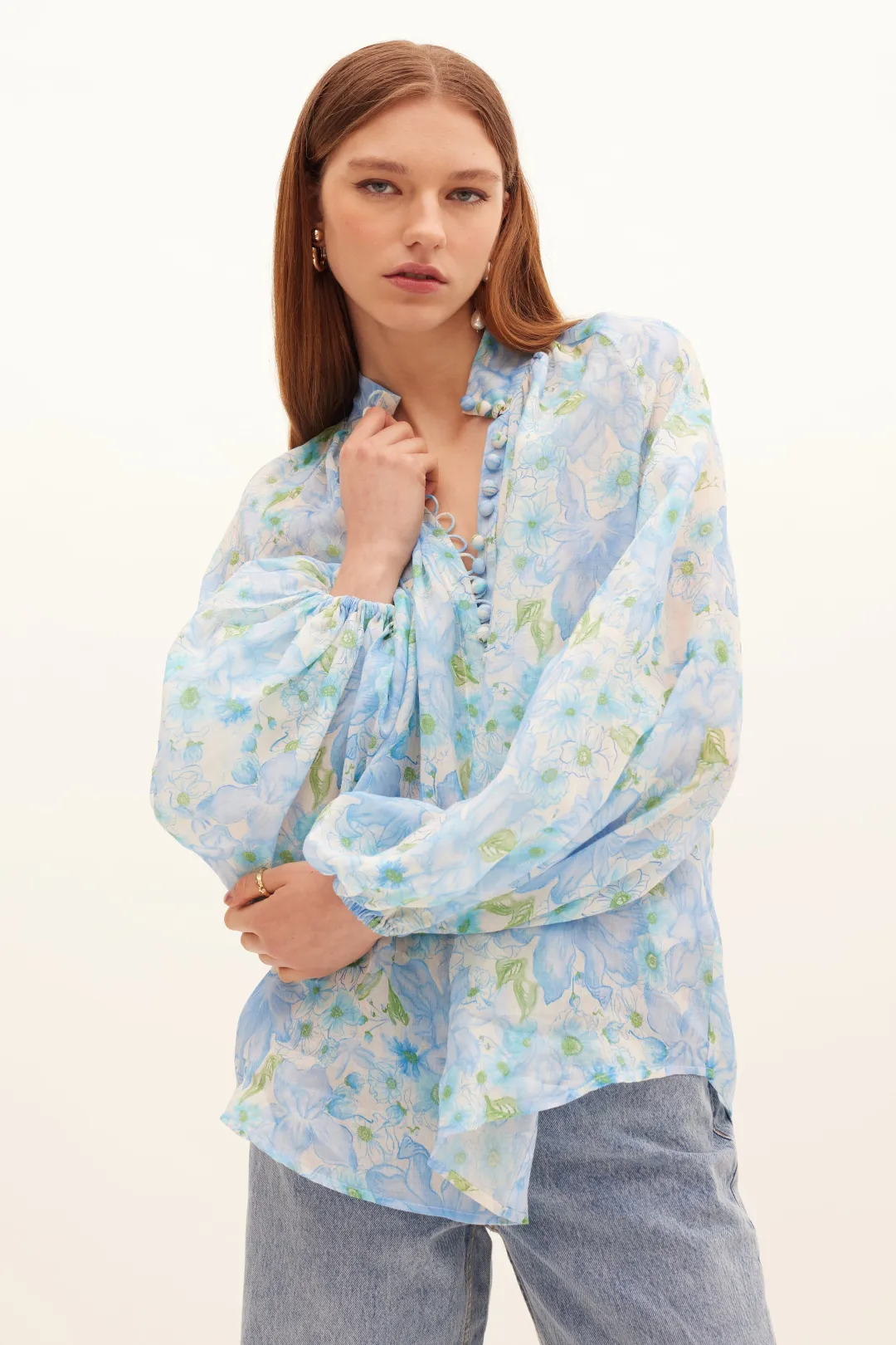 Poinsettia Buttoned Blouse