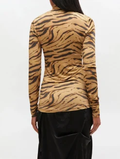 Printed Shiny Jersey Turtlenck