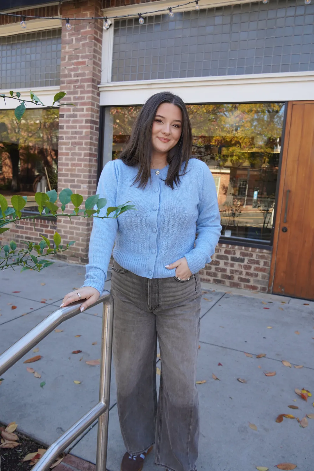 Puff Sleeve Popcorn Stitch Cardi