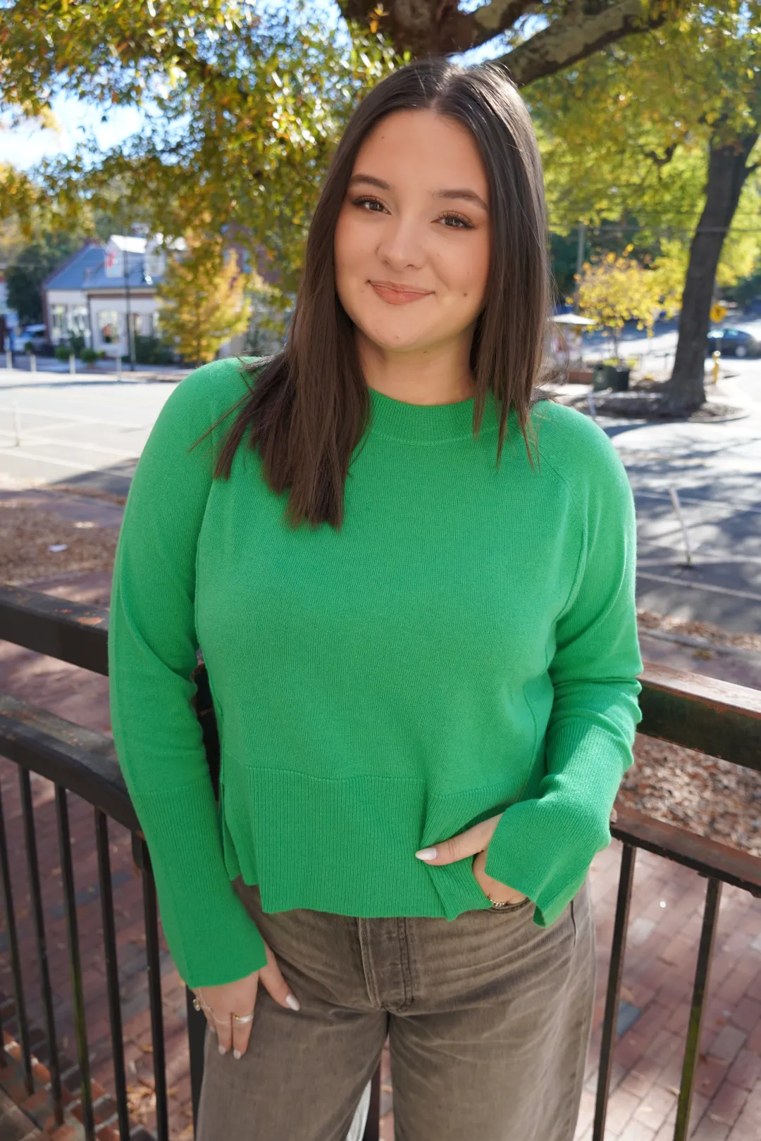 Raglan Crew With Side Slits