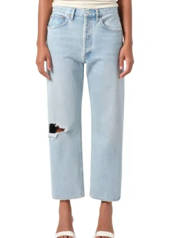 90's Crop Mid Rise Loose Straight Jeans