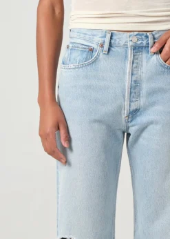 90's Crop Mid Rise Loose Straight Jeans