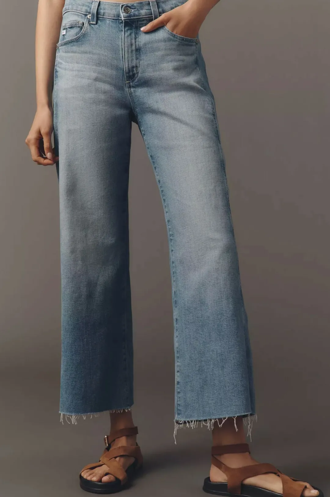 Saige Wide Leg Crop Jeans With Panel