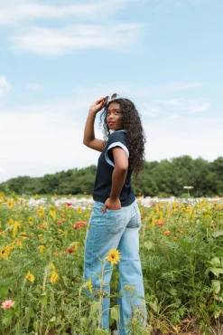 Saige Wide Leg Crop Jeans With Panel