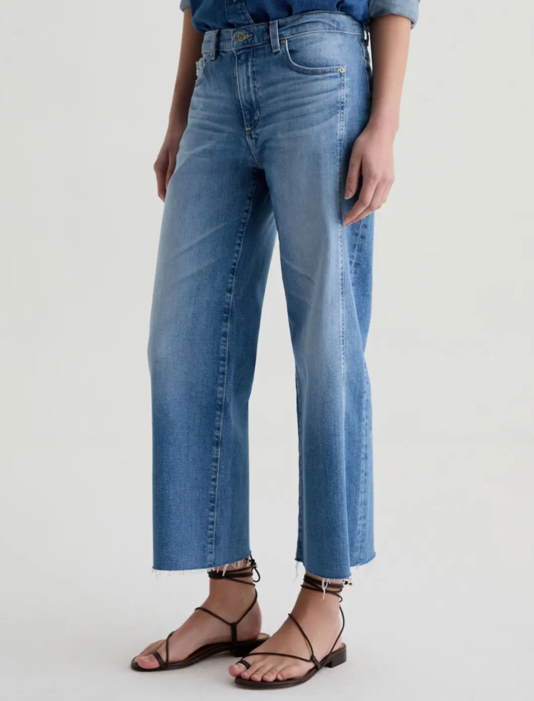 Saige Wide Leg Crop Jeans With Panel