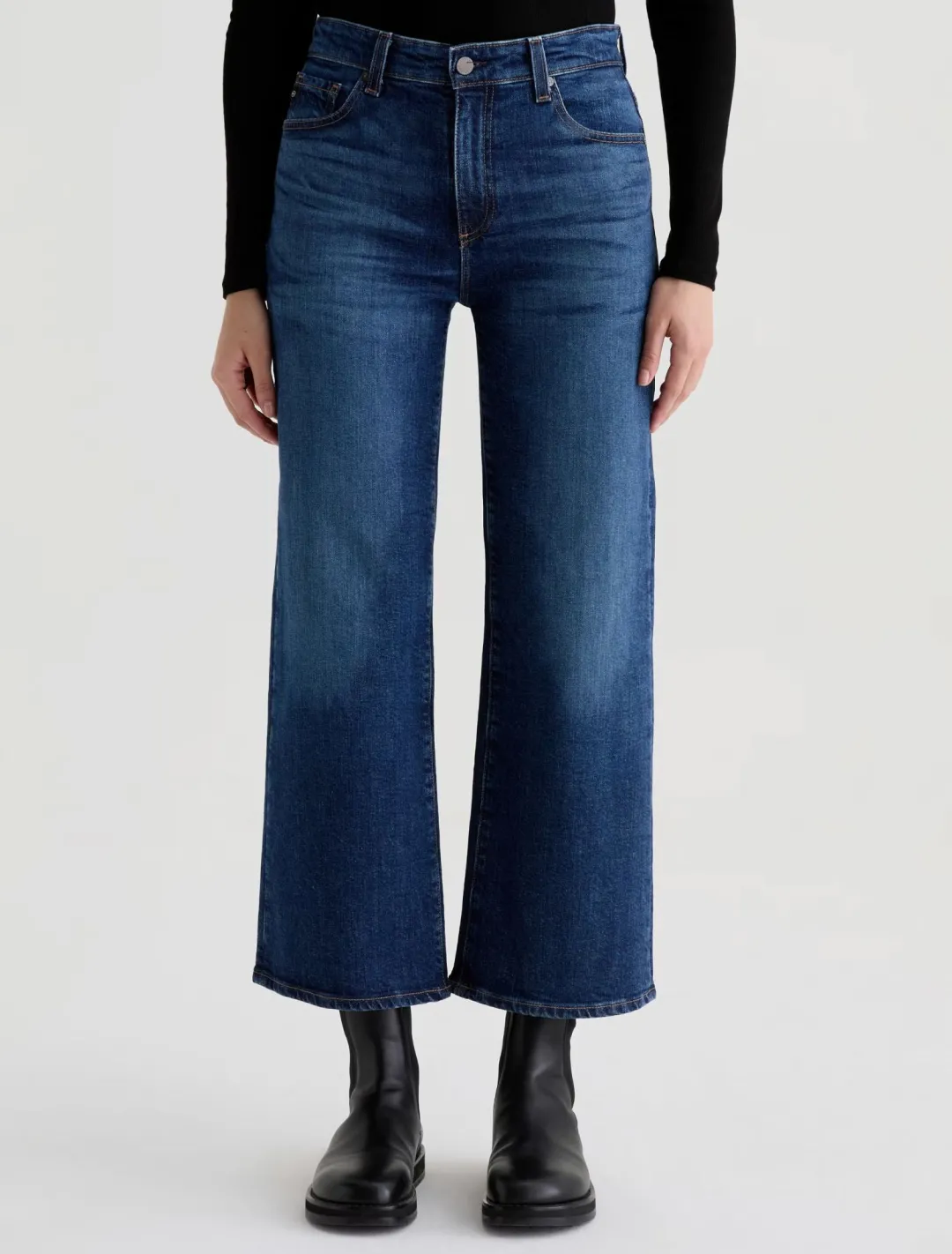 Saige Wide Leg Crop Jeans in Veiled