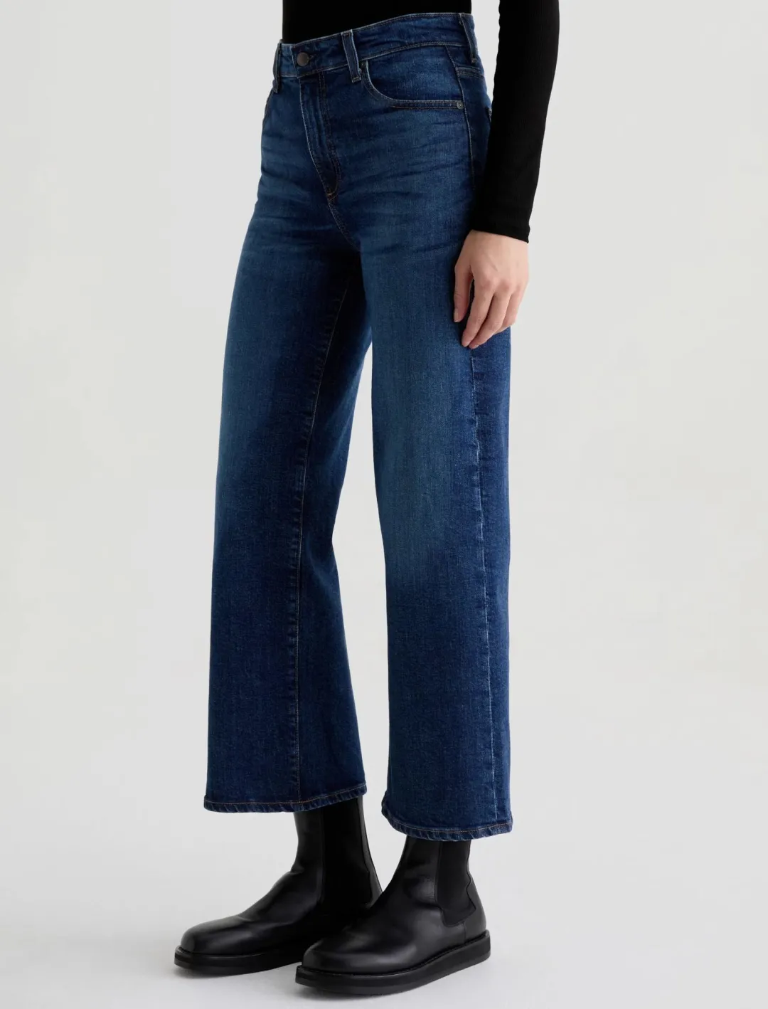 Saige Wide Leg Crop Jeans in Veiled