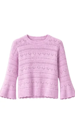 Scallop Edge Bell Sleeve Crew