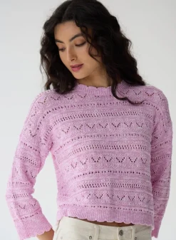 Scallop Edge Bell Sleeve Crew