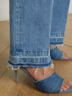 Scottie High Rise Wide Leg Raw Hem Jeans