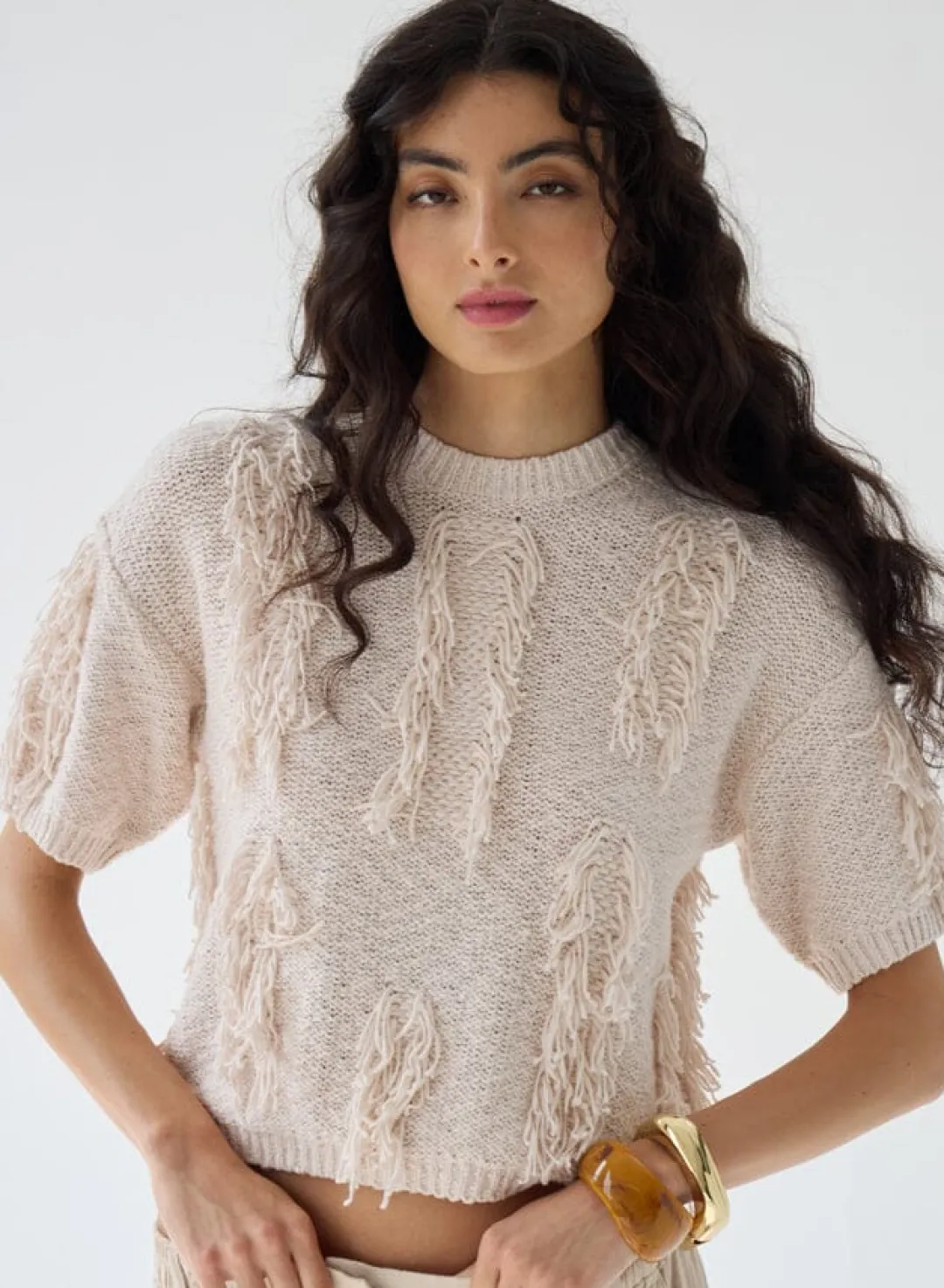 Short Sleeve Fringe Crew
