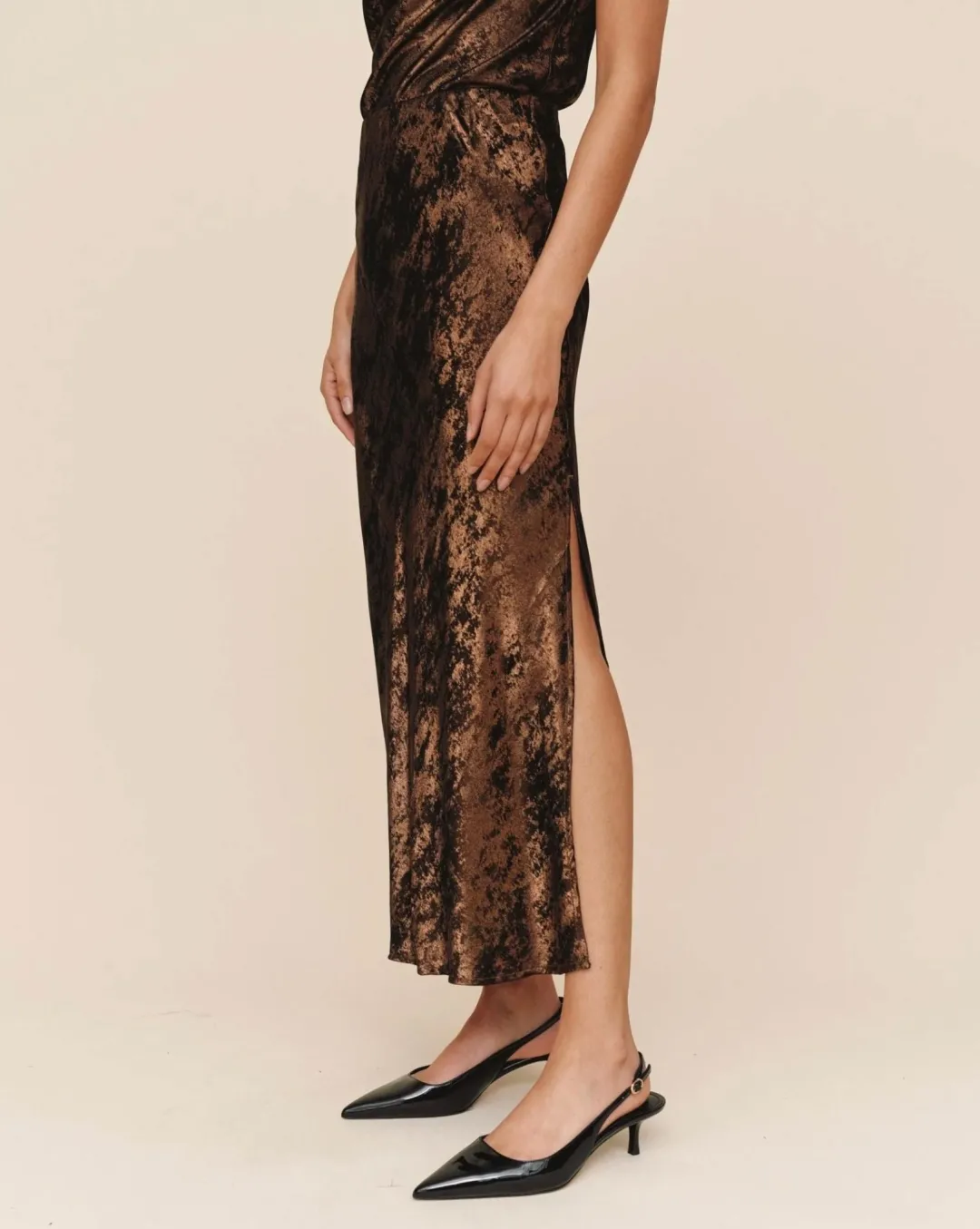 Side Slit Bias Maxi Skirt