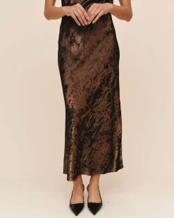 Side Slit Bias Maxi Skirt