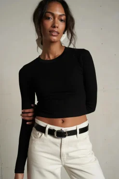 Sienna Luxe Rib Cropped Long Sleeve Tee