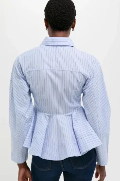 Stripe Cotton Peplum Shirt