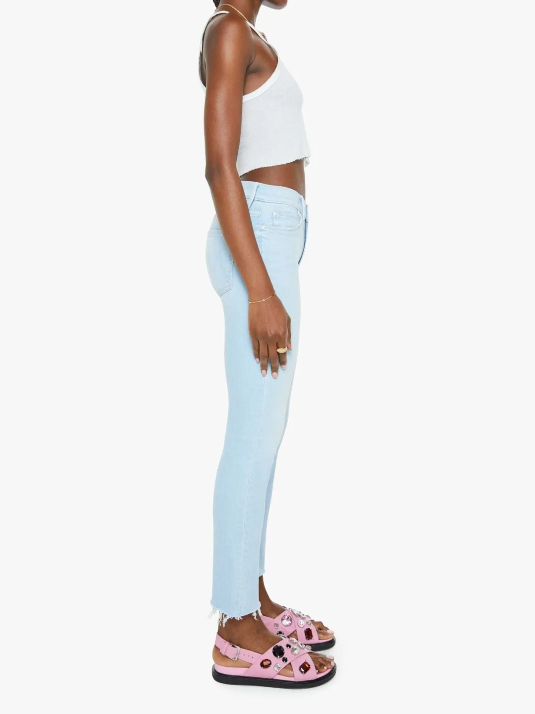 The Mid Rise Dazzler Crop Fray Jeans