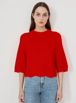 Wide Sleeve Scalloped Edge Shaker